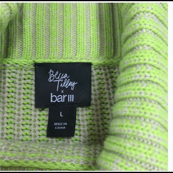 9. Becca Tilley Bar III Cowl Neck Striped Tan and Green Cropped Sweater - Picture 2 of 6
